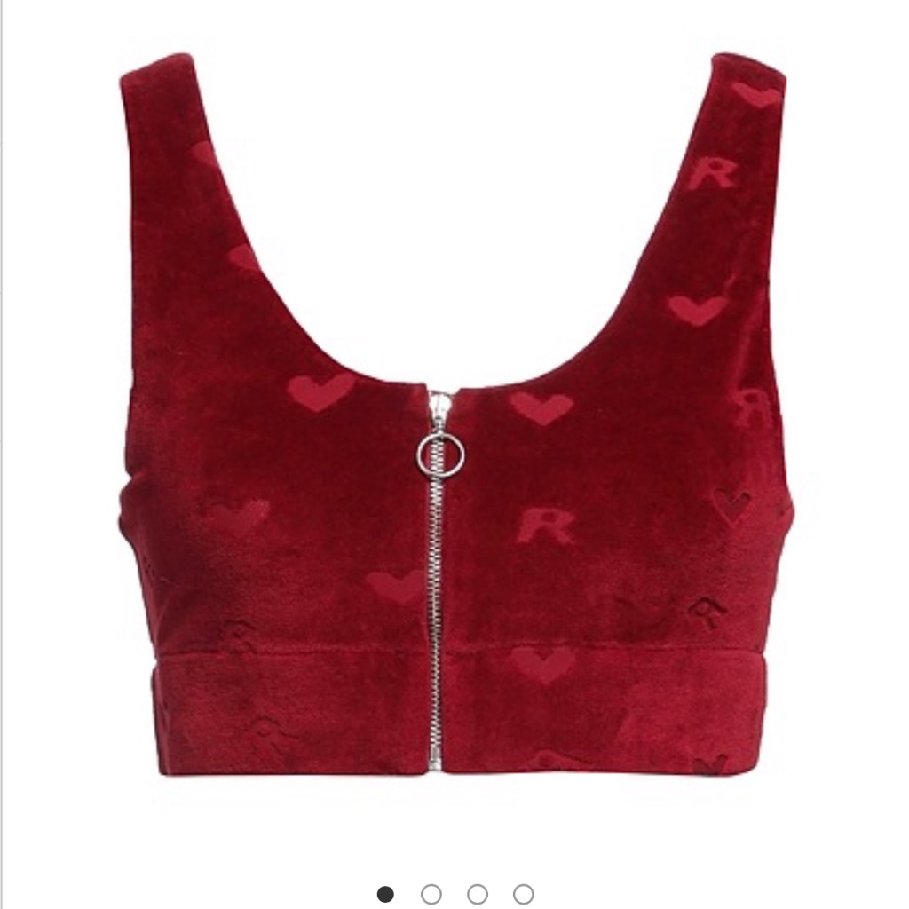 Rotate Birgerchristensen Kelly Cropped Organic Cotton Blend Devor Velvet Top